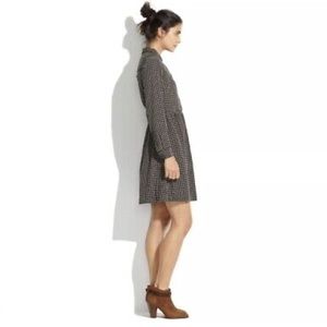 MADEWELL Silk Cinema Dress in Mini-Houndstooth Collar Silk MSRP $165.00 Size 4